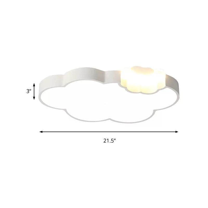 Modern Acrylic Flush Ceiling Lamp - Cloud Kindergarten In White Finish