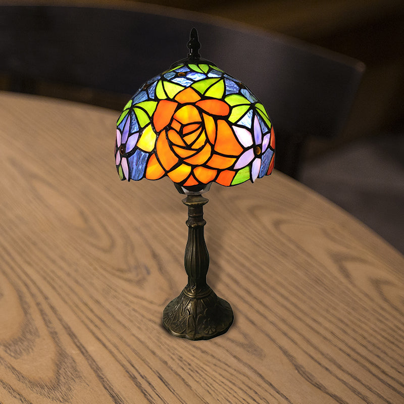 1-Light Sunflower Stained Glass Table Lamp - Lodge Tiffany Style Decorative Lighting In