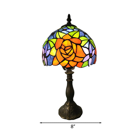 1-Light Sunflower Stained Glass Table Lamp - Lodge Tiffany Style Decorative Lighting In