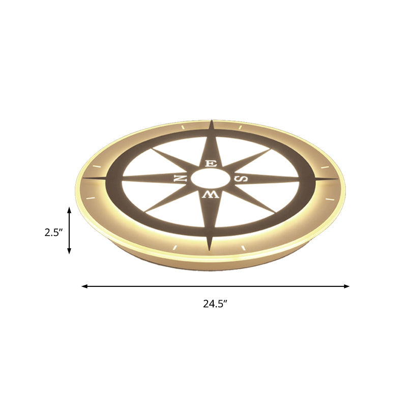 Creative Compass Flushmount Light - White Acrylic Ceiling Fixture for Children Room,  Nursing Rooms