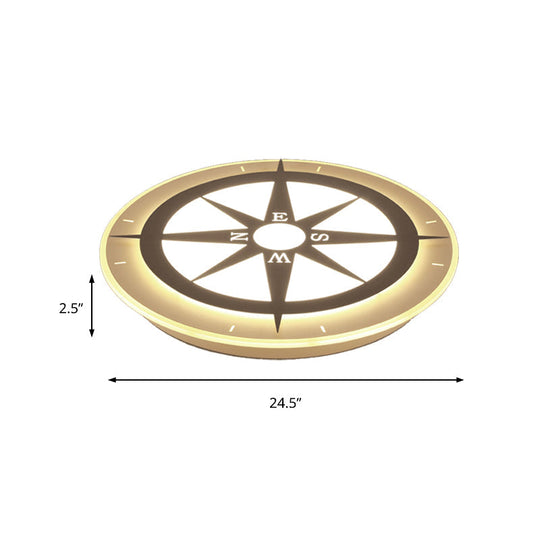 Creative Compass Flushmount Light - White Acrylic Ceiling Fixture for Children Room,  Nursing Rooms