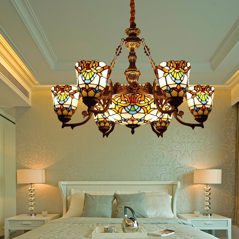 Elegant Baroque Style Dining Room Chandeliers with Art Glass Shade and Curved/Straight Arm