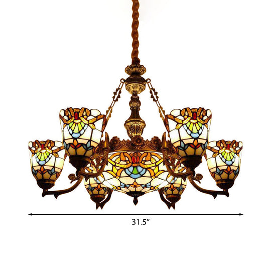 Elegant Baroque Style Dining Room Chandeliers with Art Glass Shade and Curved/Straight Arm