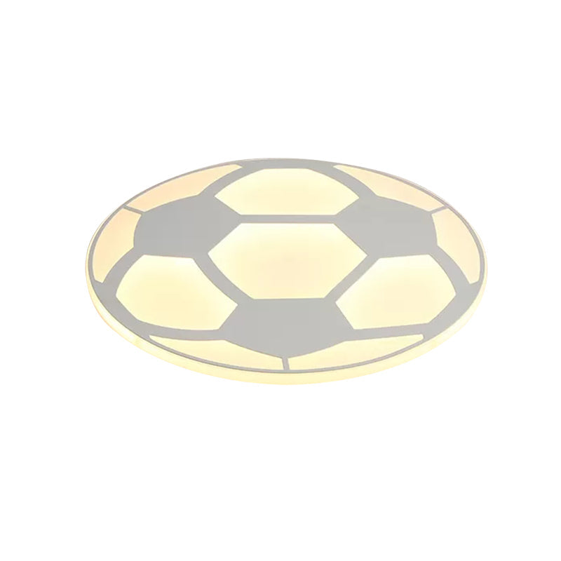 Sleek White Flush Mount Soccer Ceiling Light For Kids Bedroom