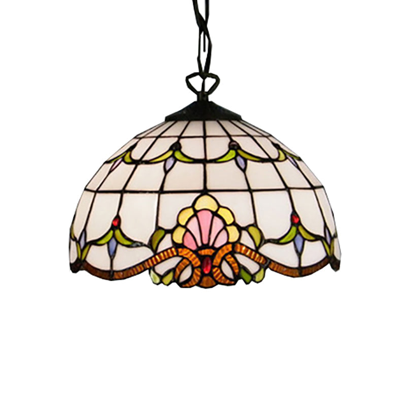 Adjustable Victorian Pendant Lighting with Stained Glass Floral Shades for Kitchen Island