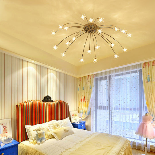 Chrome Semi Flush Ceiling Light: Stunning Fireworks Design for Kindergarten