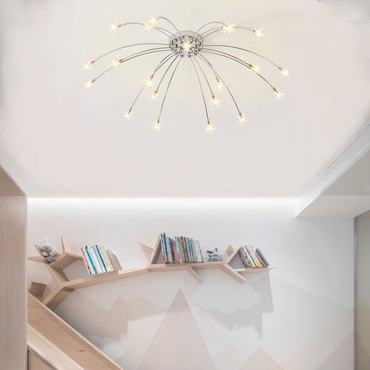 Chrome Semi Flush Ceiling Light: Stunning Fireworks Design for Kindergarten