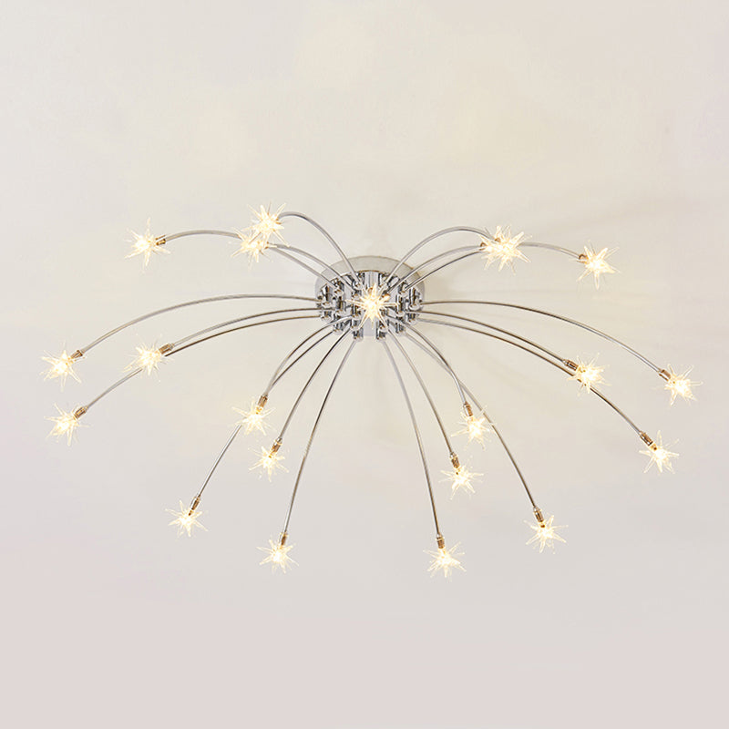 Chrome Semi Flush Ceiling Light: Stunning Fireworks Design for Kindergarten