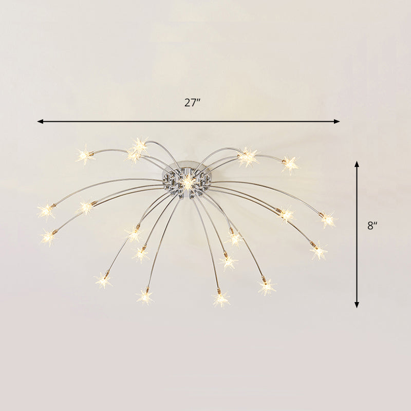 Chrome Semi Flush Ceiling Light: Stunning Fireworks Design for Kindergarten