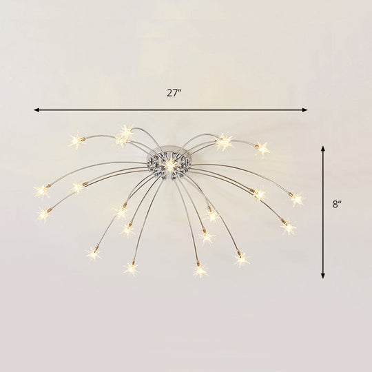 Chrome Semi Flush Ceiling Light: Stunning Fireworks Design for Kindergarten