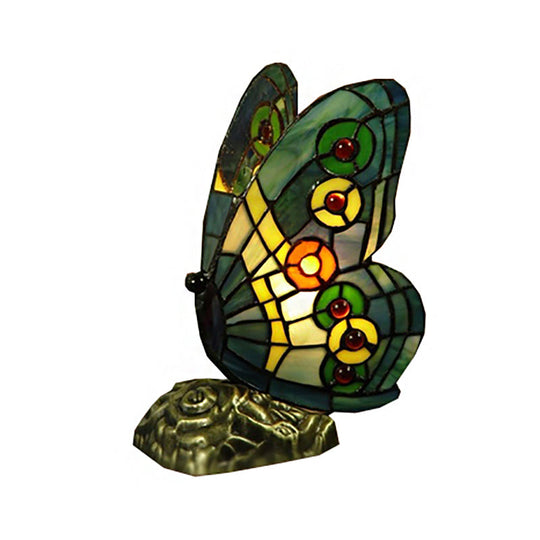 Stained Glass Butterfly Tiffany Table Lamp - Art Deco Yellow/Green/Red/Orange Red Coffee Shop