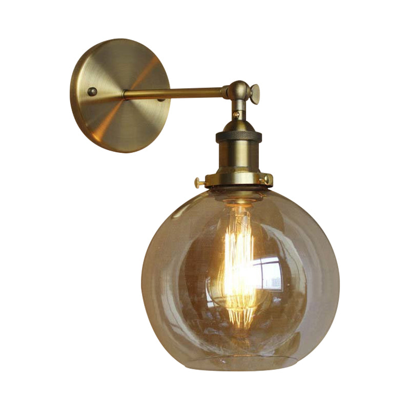 Industrial Clear Glass Globe Wall Sconce For Bedroom Lighting