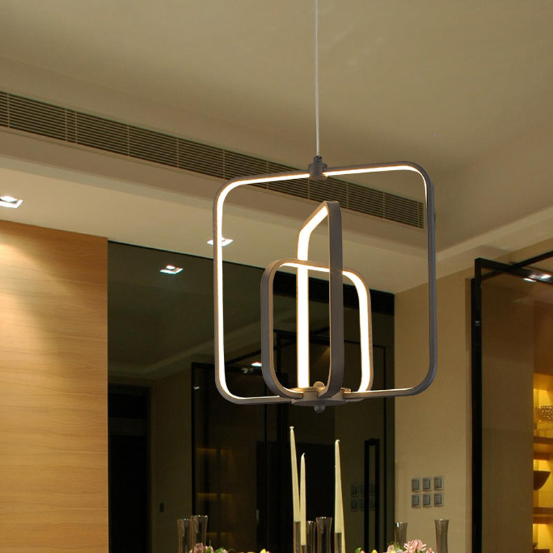 Modern Black/Gold Led Chandelier Pendant For Living Room: 3-Square Acrylic Ceiling Light