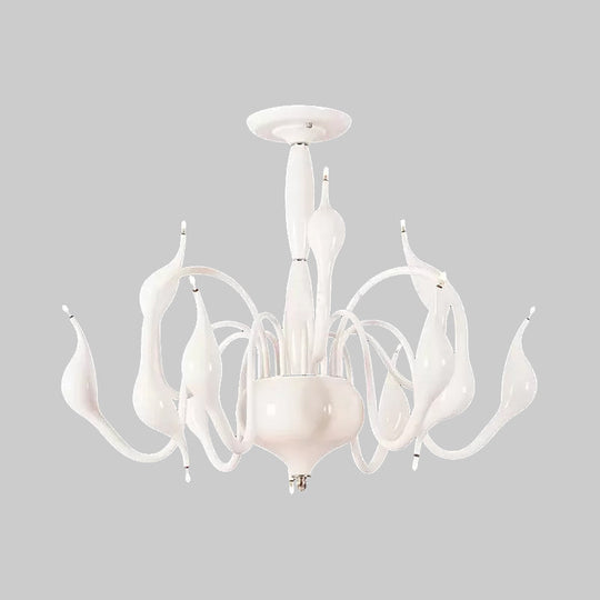 Swan Acrylic Shade White Ceiling Chandelier -12/18 Light Living Room Pendant