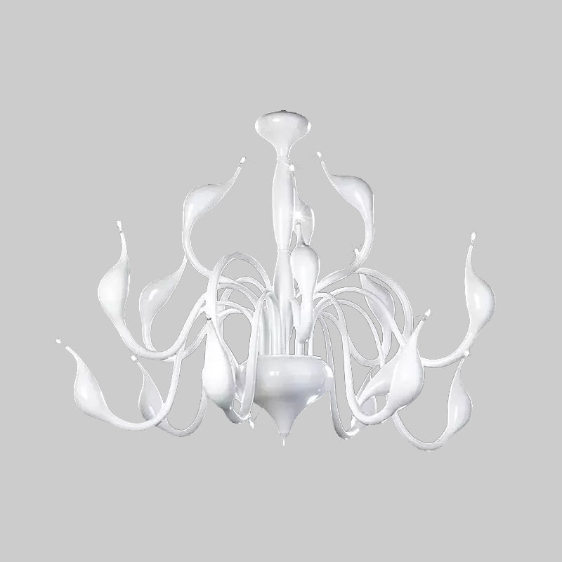 Swan Acrylic Shade White Ceiling Chandelier -12/18 Light Living Room Pendant