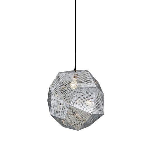 Faceted Globe Pendant Lighting: 1-Light Contemporary Metal Hanging Ceiling Light (10/12.5/19W) In