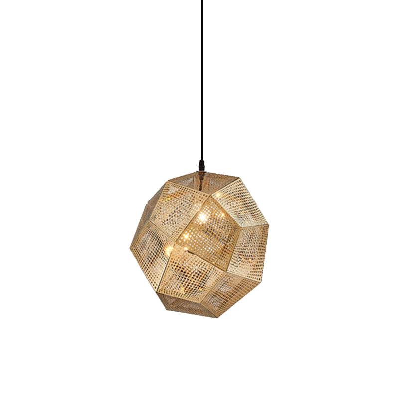 Faceted Globe Pendant Lighting: 1-Light Contemporary Metal Hanging Ceiling Light (10/12.5/19W) In