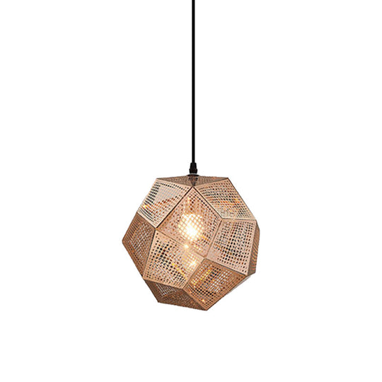 Faceted Globe Pendant Lighting: 1-Light Contemporary Metal Hanging Ceiling Light (10/12.5/19W) In