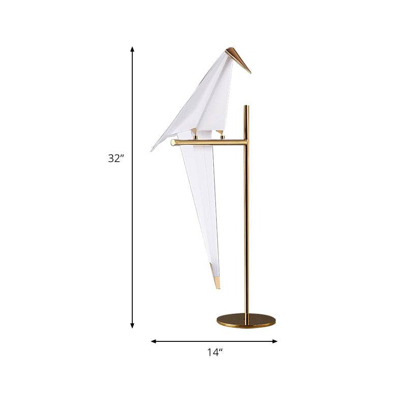 Contemporary Plastic Birdie Table Lamp With Gold Finish - Stylish Lighting For Living Room