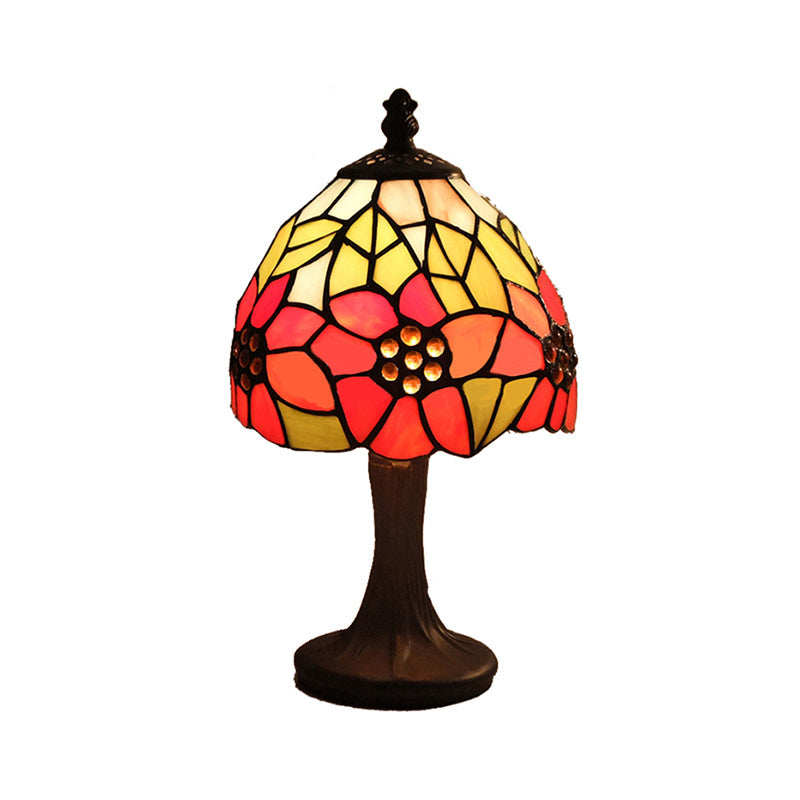 Art Deco Sunflower Stained Glass Table Light With Stand - 1-Light Fixture