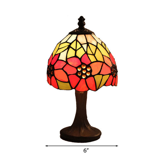 Art Deco Sunflower Stained Glass Table Light With Stand - 1-Light Fixture