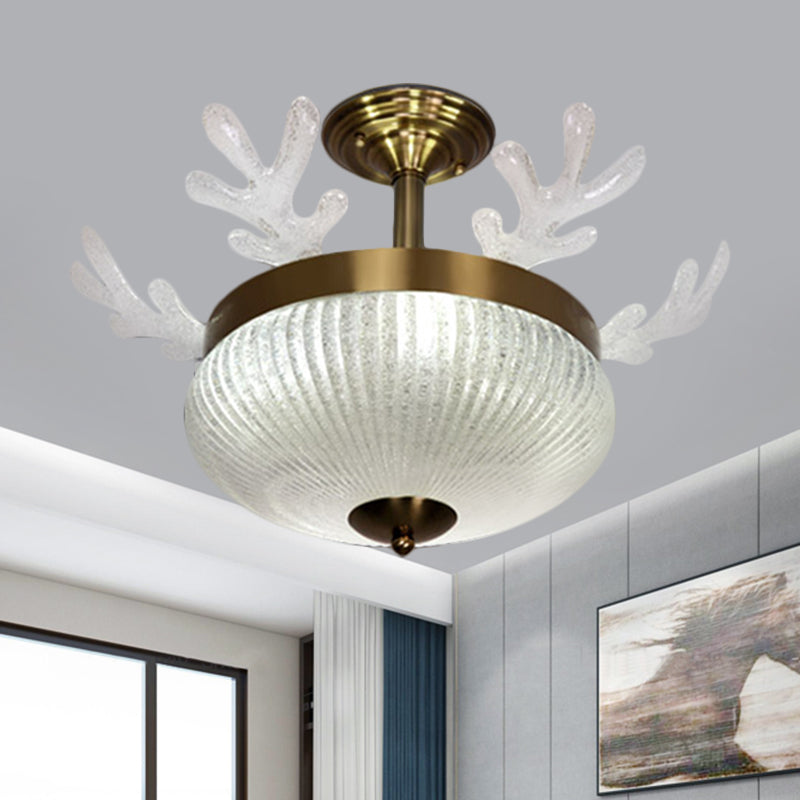 Prismatic Glass Ceiling Light - Nordic 8-Head Gold Antler Design