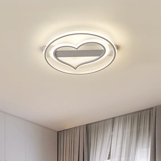 Ring Ceiling Lamp With Loving Heart Design And Acrylic Finish - Coffee/White Led Flushmount Lighting