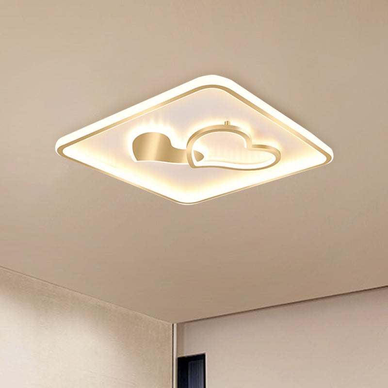 Led Flush Mount Ceiling Lamp Fixture - Acrylic Square Design Gold 16/19.5 Width