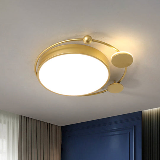 Gold Acrylic LED Flush Mount Ceiling Lamp - Minimalist Bedroom Light Fixture