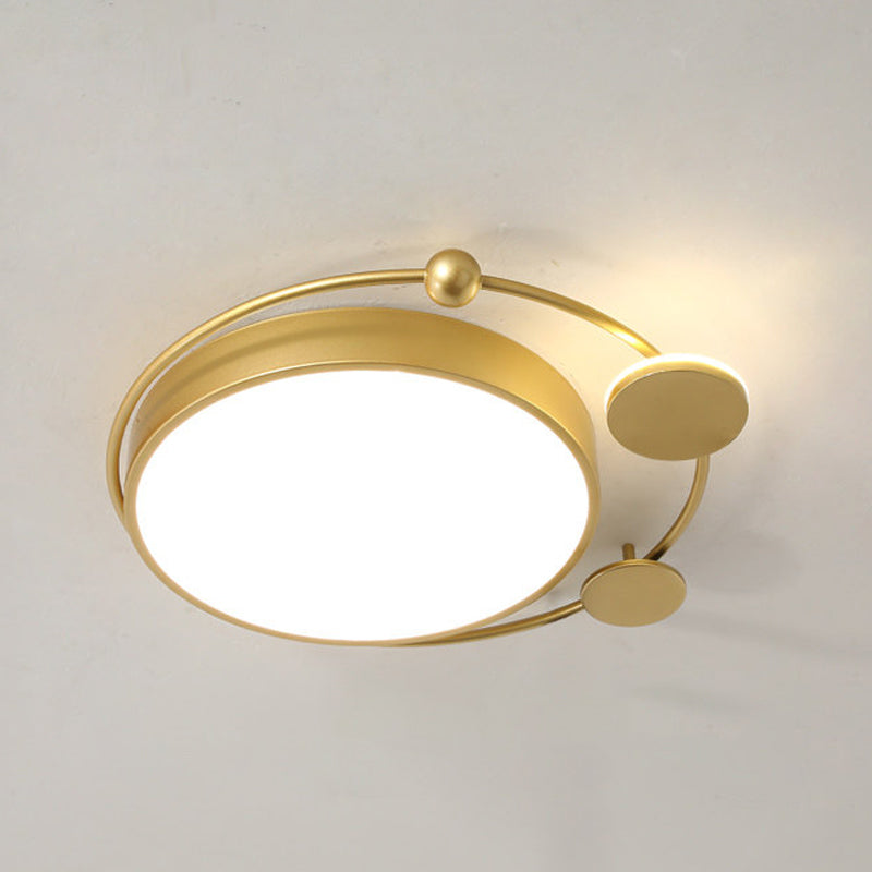 Gold Acrylic LED Flush Mount Ceiling Lamp - Minimalist Bedroom Light Fixture