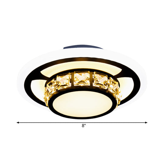 Black Crystal Block LED Flush Mount Ceiling Light for Doorway - Round/Square Simplicity