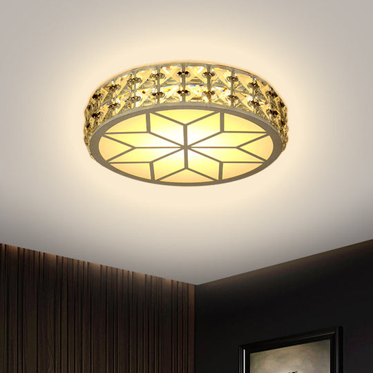 Modern Crystal Block Circle LED Ceiling Light, 6.5"/8.5" Width, Gold Flush Mount Fixture