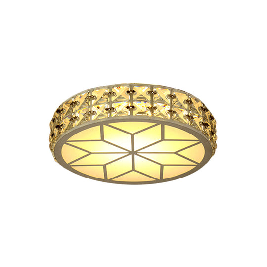 Modern Crystal Block Circle Led Ceiling Light 6.5/8.5 Width Gold Flush Mount Fixture