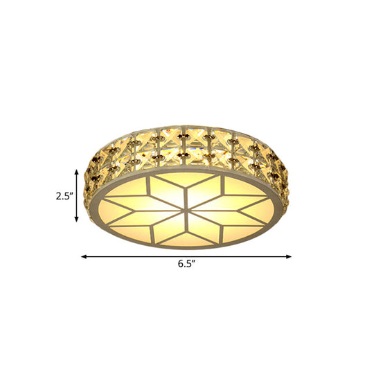 Modern Crystal Block Circle Led Ceiling Light 6.5/8.5 Width Gold Flush Mount Fixture