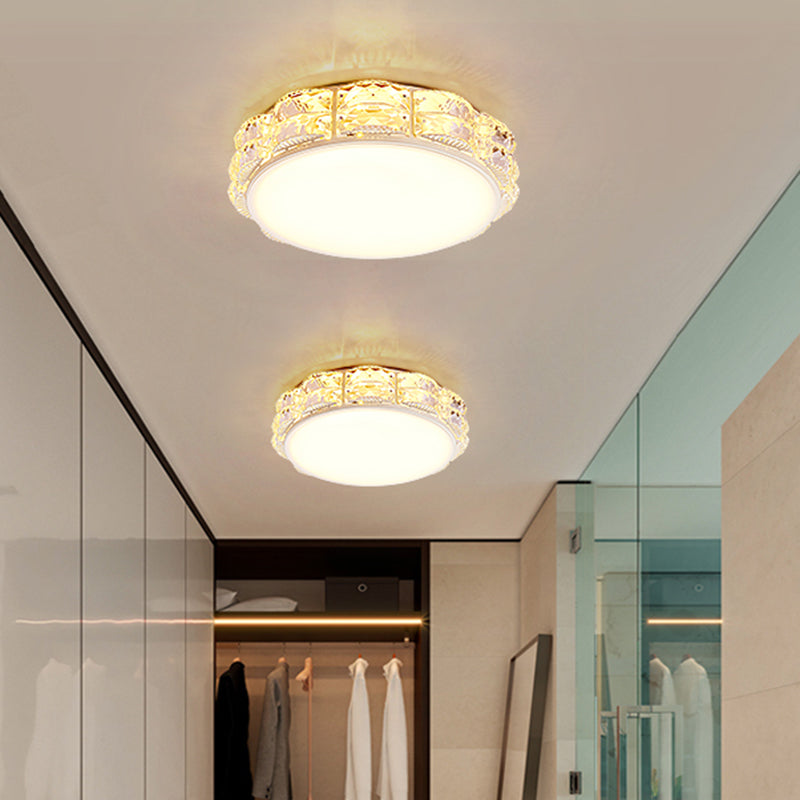 Minimalist Crystal Led Flush Lamp In Black/White: Square/Round Ceiling Mount Light Fixture

Note: