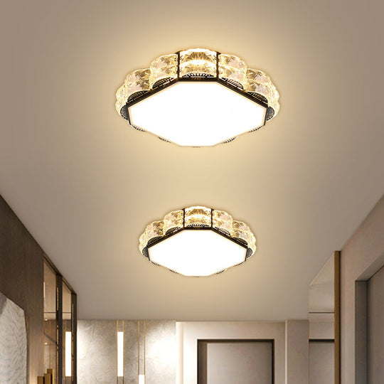 Minimalist Crystal Led Flush Lamp In Black/White: Square/Round Ceiling Mount Light Fixture

Note: