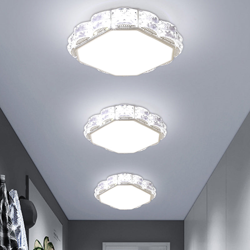 Minimalist Crystal Led Flush Lamp In Black/White: Square/Round Ceiling Mount Light Fixture

Note: