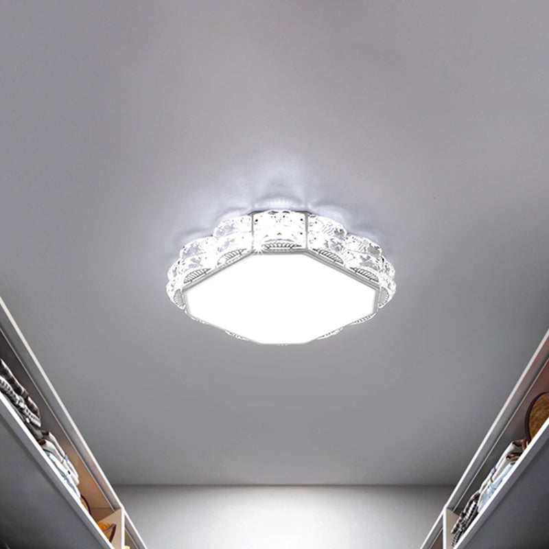 Minimalist Crystal Led Flush Lamp In Black/White: Square/Round Ceiling Mount Light Fixture

Note: