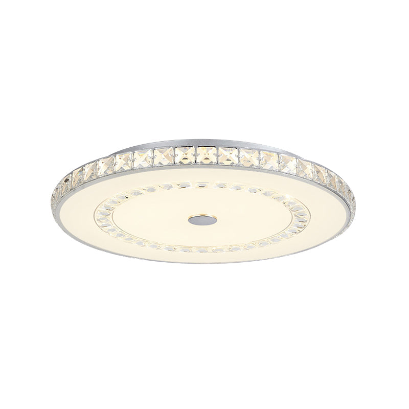 Led Doorway Flushmount Ceiling Light With Crystal Block Shade Modernist Chrome/Gold Finish - 16/19.5