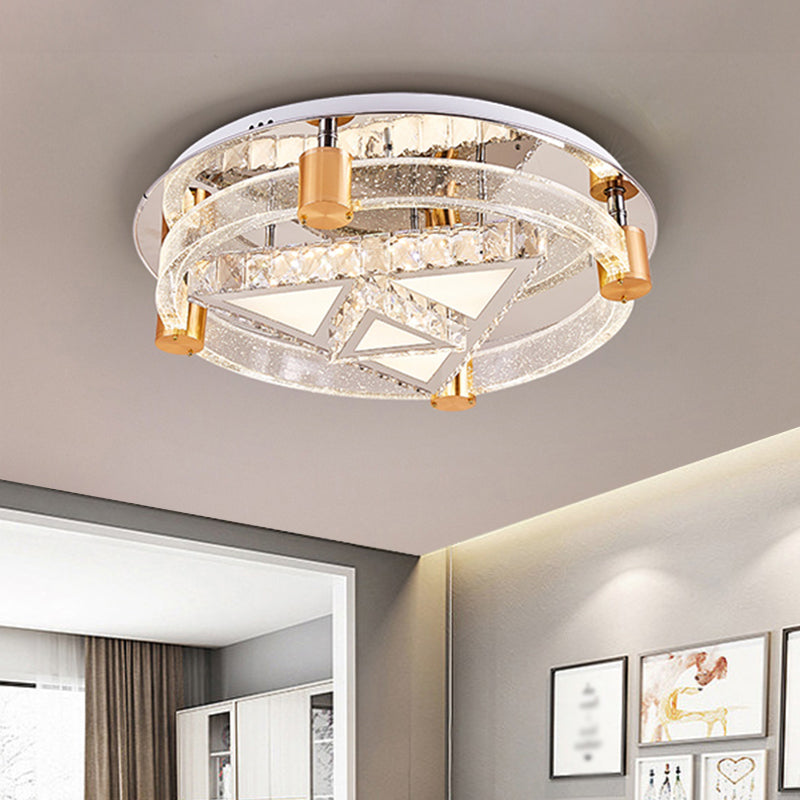 Sleek LED Chrome Ceiling Flush Lighting with Minimalist Triangle/Star Design - Semi Mount