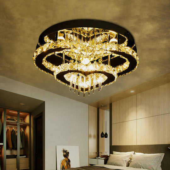 Modern Crystal Block And Rod Flush Mount Led Ceiling Light With Loving Heart Design