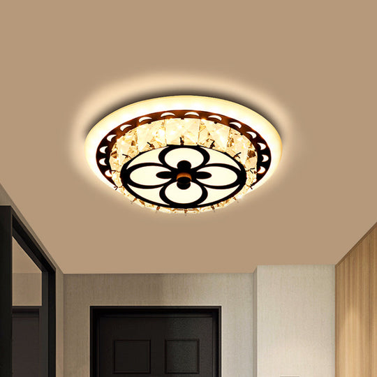 Modern Crystal Flush Mount LED Ceiling Lamp in Chrome for Corridors