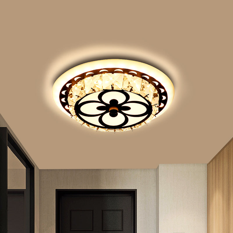 Modern Crystal Flush Mount Led Ceiling Lamp In Chrome For Corridors / Round