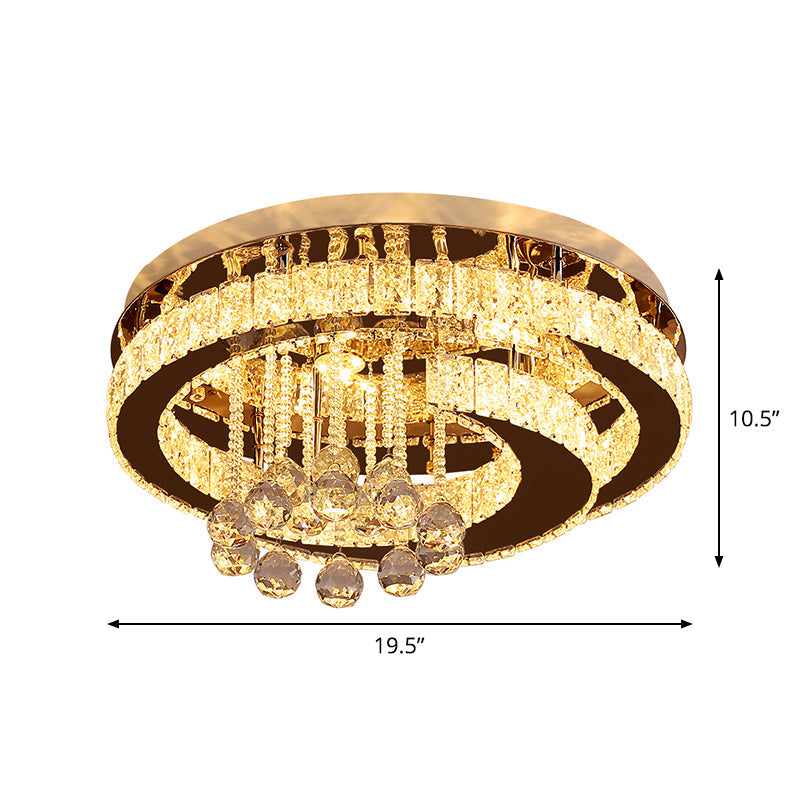 Modern Crystal Moon/Star Ceiling Lamp LED Semi Flush Light, Chrome Finish with Droplet Deco