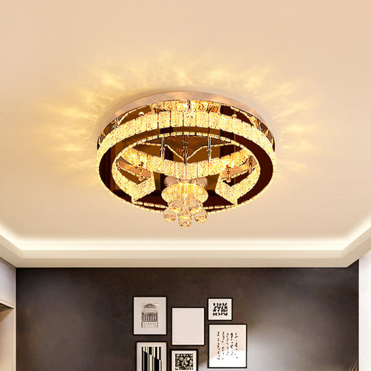 Modern Crystal Moon/Star Ceiling Lamp Led Semi Flush Light Chrome Finish With Droplet Deco