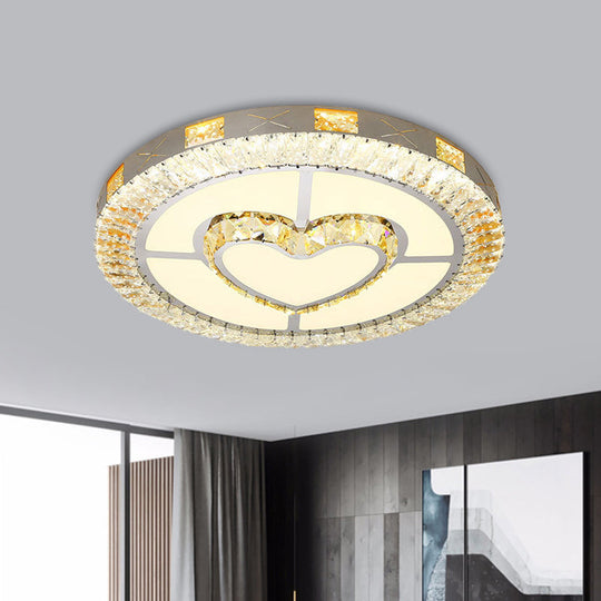 Minimalist Flush Mount LED Chrome Lamp with Beveled Crystal for Sleeping Room