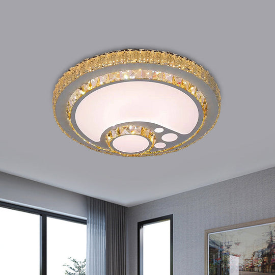 LED Chrome Flush Mount Crystal Block Ceiling Light Fixture - Simple & Elegant Design