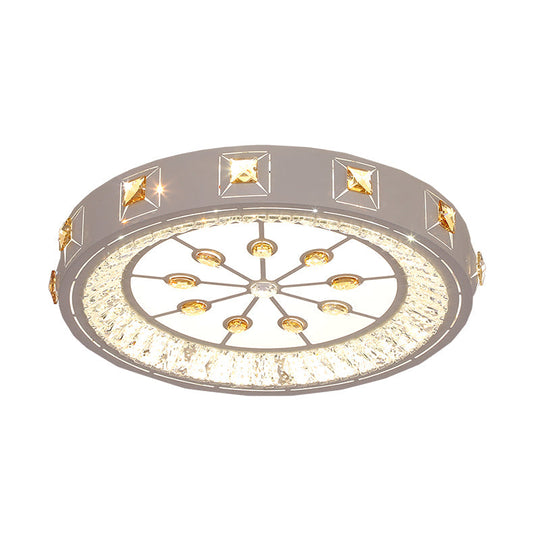 Modern Crystal LED Ceiling Lamp – Round Flushmount Design with Orange Chevron Pattern in Chrome