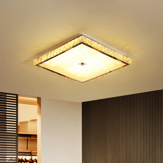 Modern Chrome Crystal LED Flush Mount Ceiling Light - Round/Square Design for Bedroom Lighting