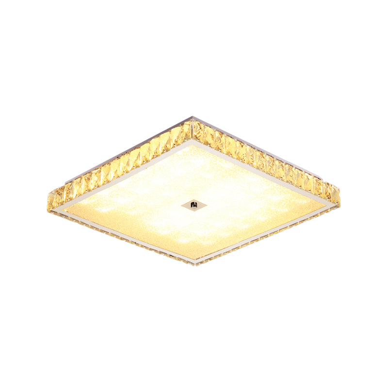 Modern Chrome Crystal LED Flush Mount Ceiling Light - Round/Square Design for Bedroom Lighting